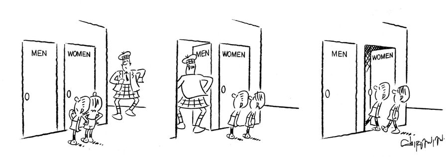 Scottish Man Confuses Children Over Which Bathroom To Use.