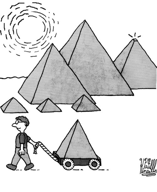One of the pyramids of giza has had its top stolen!