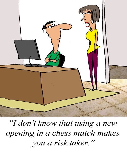 'I don't know that using a new opening in a chess match makes you a risk taker.'