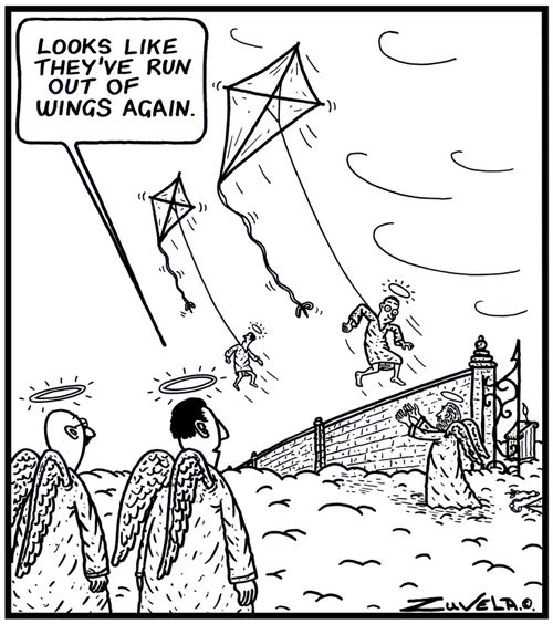 Angel: 'Looks like they've run out of wings again.'