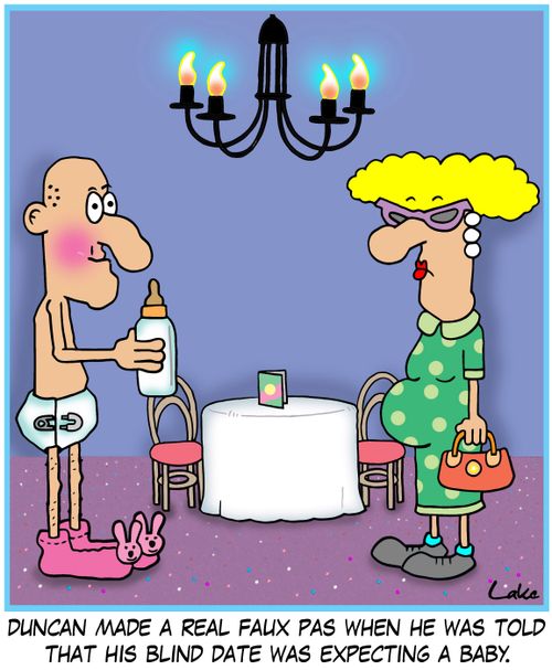 Duncan made a real faux pas when he heard that his blind date was expecting a baby.