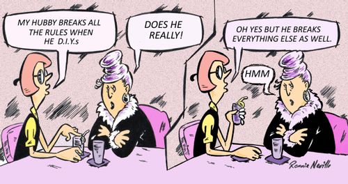 'My hubby breaks all the rules when he D.I.Y.s. . . but he breaks everything else as well.'