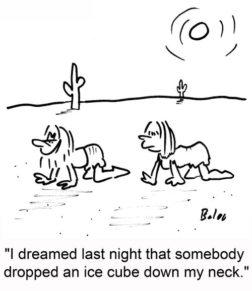'I dreamed last night that somebody dropped an ice cube down my neck.'
