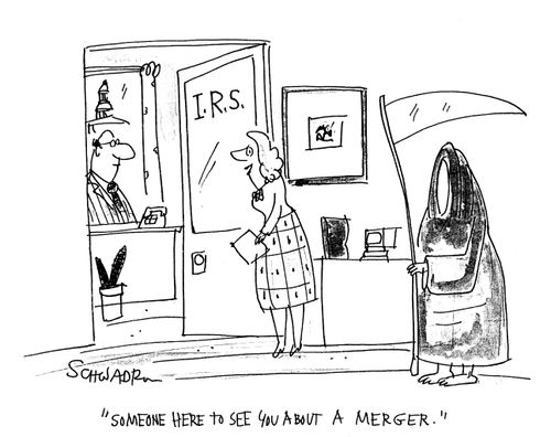 Someone here to see you about a merger.
