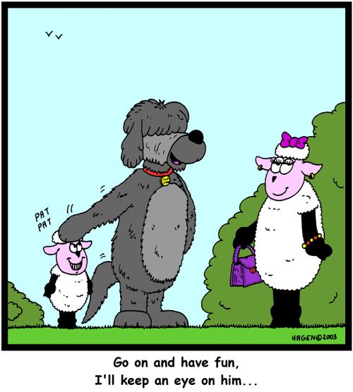 'Go on and have fun, I'll keep an eye on him...'