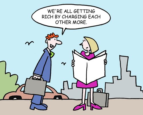 We're all getting rich by charging each other more.