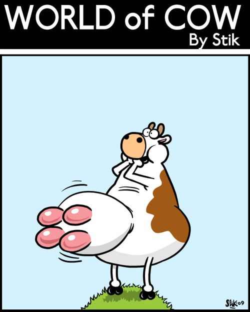 Cow inflates her own udders.