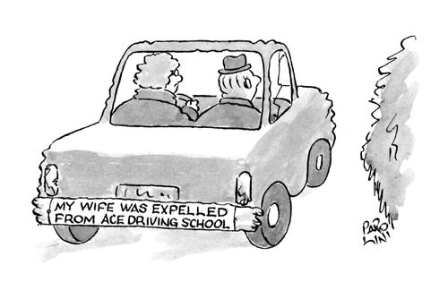 Bumper sticker redas: My wife was expelled from ACE driving school.