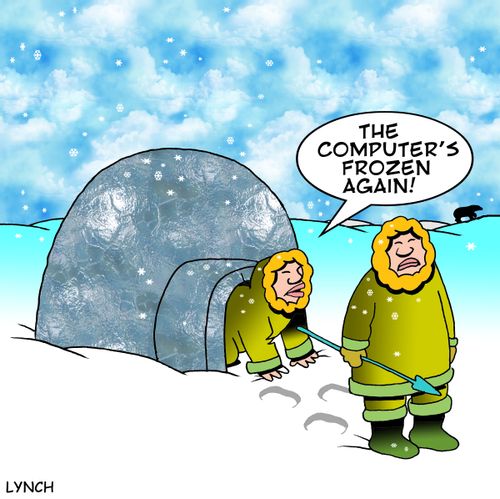 'The computer's frozen again.'