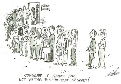 'Consider it karma for not voting for the past 38 years!'