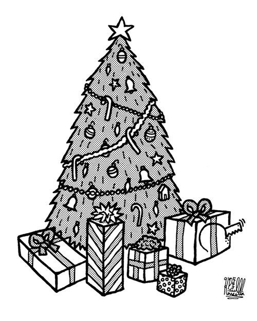 Escape from present under a Christmas tree.