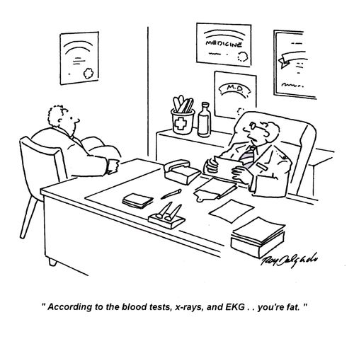 'According to the blood tests, x-rays and EKG... You're fat.'