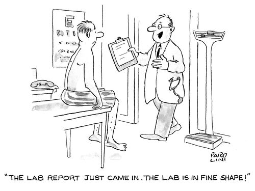 'The lab report just came in. The lab is in fine shape!'