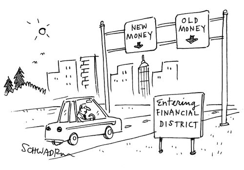 Different lanes for 'old money' and 'new money' in a Financial District.
