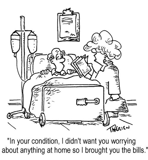 "I didn't want you worrying about anything at home, so I brought you the bills."