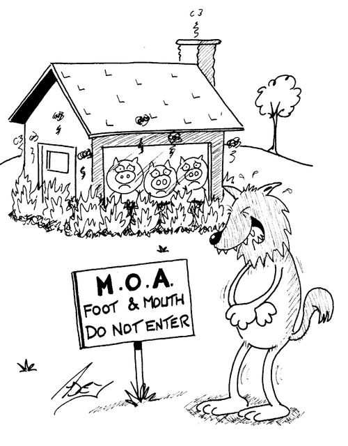 "M.O.A. - Foot and Mouth- do not enter."