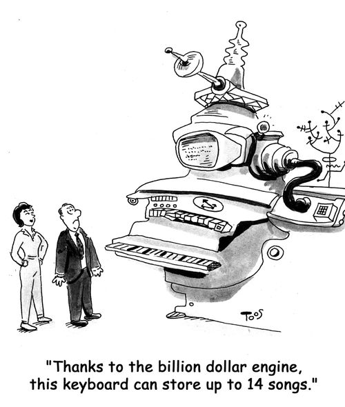 'Thanks to the billion dollar engine, this keyboard can store up to 14 songs.'
