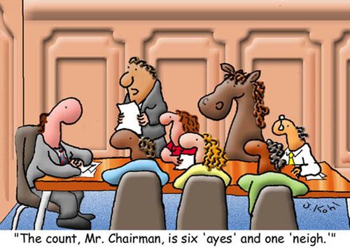 Six Ayes and one Neigh.