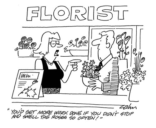 'You'd get more work done if you didn't stop and smell the roses so often!'