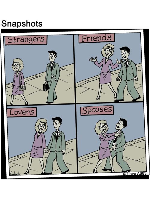 Strangers, Friends, Lovers, Spouses.