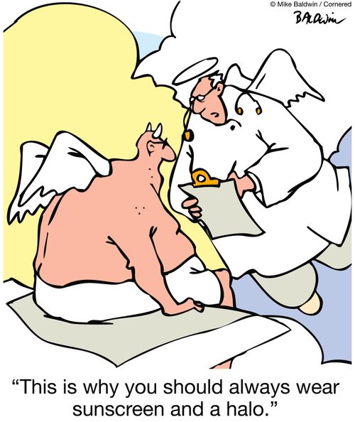 'This is why you should always wear sunscreen and a halo.'