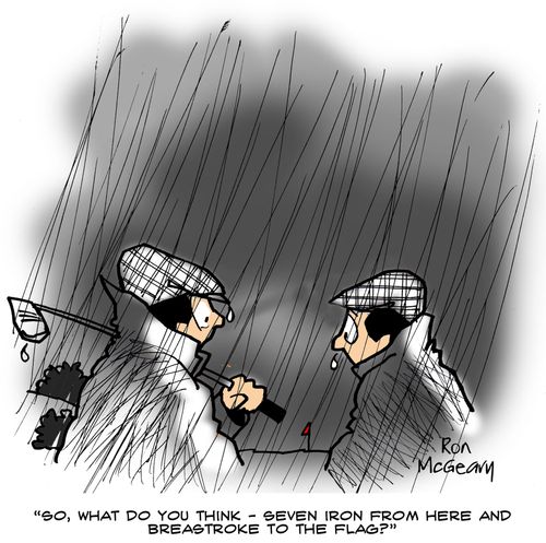 'So, what do you think - seven iron from here and breastroke to the flag?'