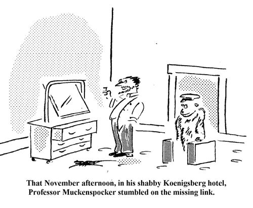 That November afternoon, in his shabby Koenigsberg hotel, Professor Muckenspocker stumbled on the missing link.