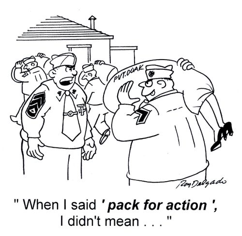 'When I said 'pack for action' I didn't mean...'