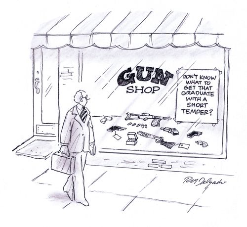 Gun shop - don't know what to get that graduate with a short temper?