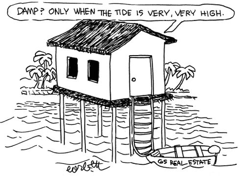 Damp?  Only when the tide is very, very high.