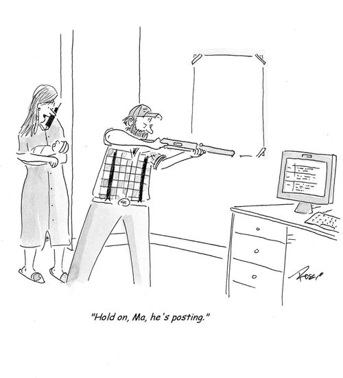 'Hold on, Ma, he's posting.'