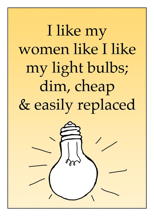 'I like my women like I like my light bulbs; dim, cheap & easily replaced.'