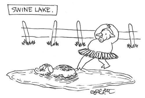 Swine Lake: pig in tutu.