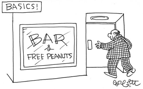 Basics: bar and free peanuts.