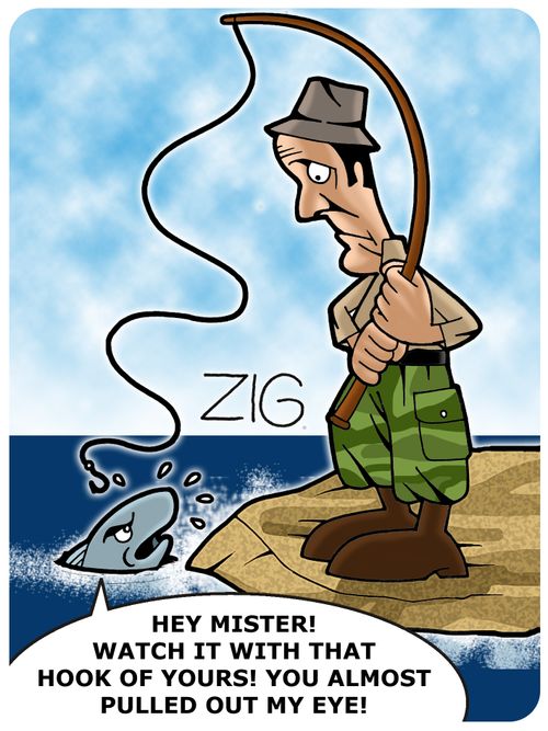 'Hey mister! Watch it with that hook of yours! You almost pulled out my eye!'