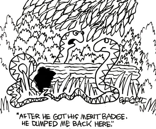 'After he got his merit badge, he dumped me back here.'