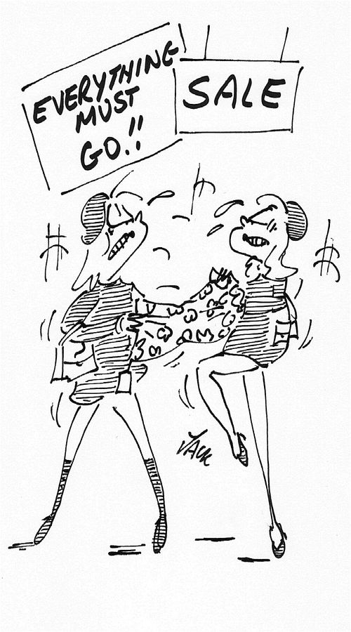 Women fighting at the sales.