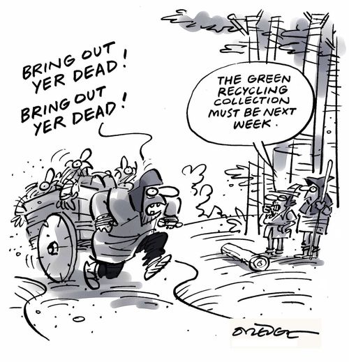 'The green recycling collection must be next week.'