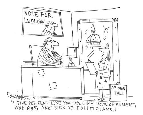 'Five per cent like you, 7% like your opponent, and 88% are sick of politicians.'
