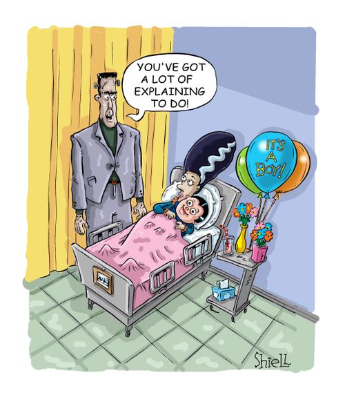 Frankenstein discovers that his bide may have been unfaithful. 