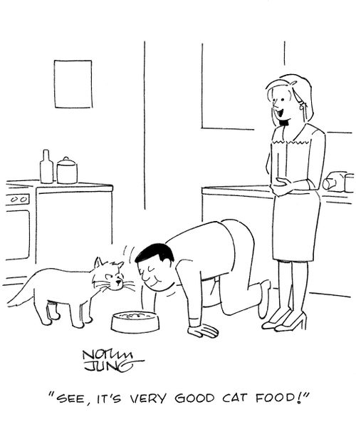 'See, it's very good cat food!'