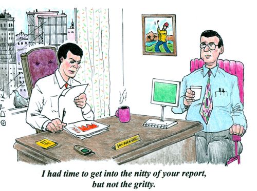 'I had time to get into the nitty of your report, but not the gritty.'