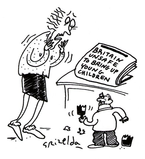 'News headline: Britain unsafe to bring up young children.'