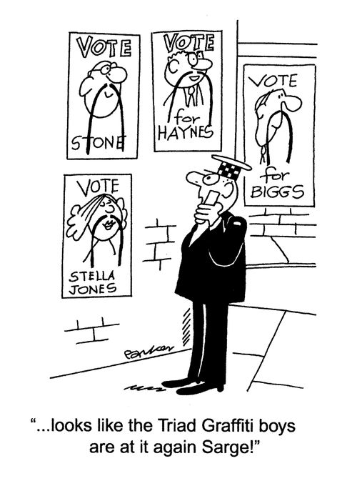 '...looks like the Triad Graffiti boys are at it again, sarge!'