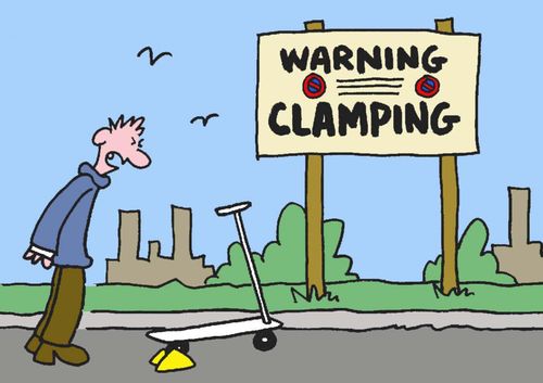 Warning...clamping. (scooter has been clamped).
