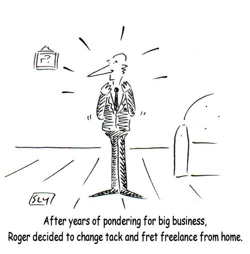 After years of pondering for big business, Roger decided to change tack and fret freelance from home.