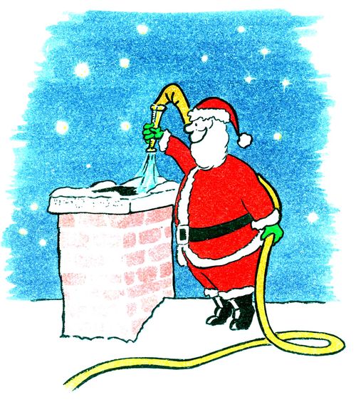 Santa hosing the Chimney.