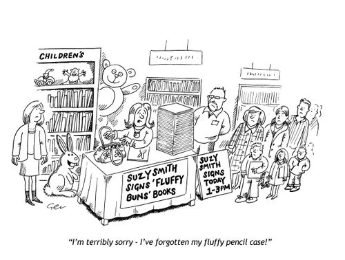 'I'm terribly sorry, I've forgotten my fluffy pencil case!'