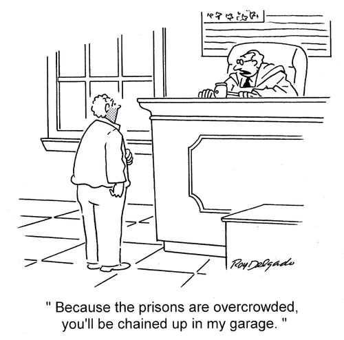 'Because the prisons are overcrowded, you'll be chained up in my garage.'