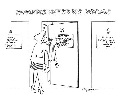 Women's Dressing Room: Hips may appear larger than they actually are.